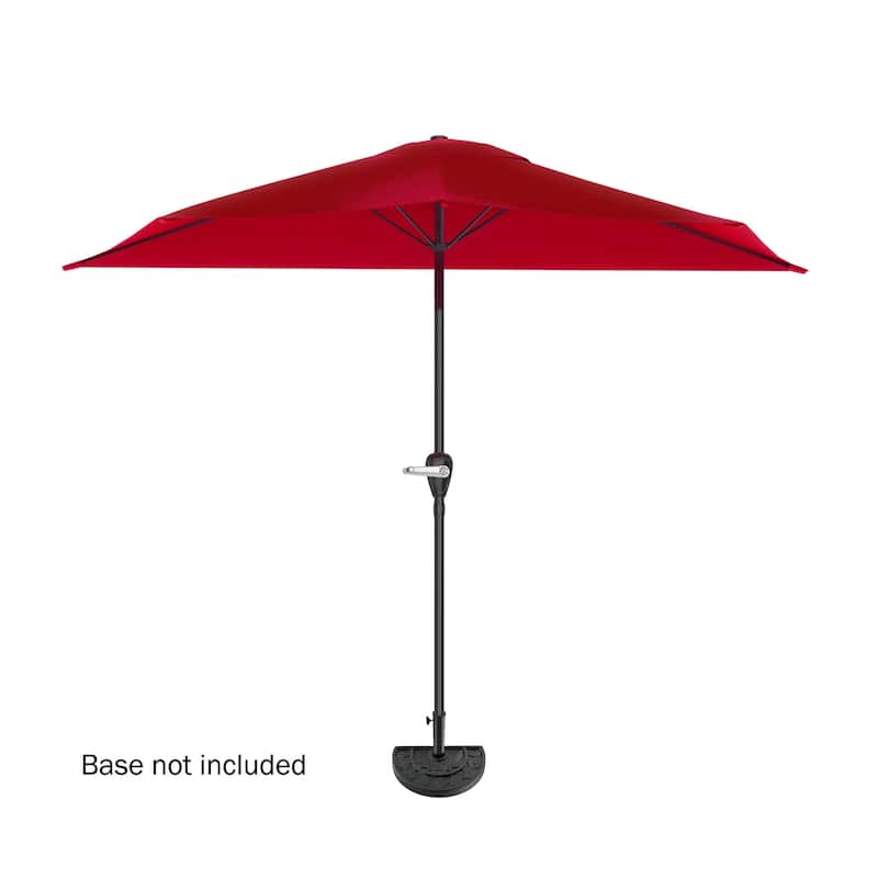 Pure Garden 9' Semi Circle Half Round Easy Crank Patio Umbrella - Red
