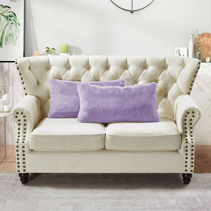 Serenta Heavy Fauxfur Pillow Shell 2 PC Set, NO INSERT - 14" x 26" - Lavender Fog