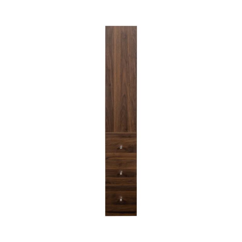 70.87" Tall Display Cabinet with 4-Tier Shelves & 3 Side Drawers, Modern Wooden Storage Bookcase for Living Room, Home Office
