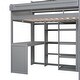 preview thumbnail 8 of 11, All-in-one Loft Bed with Wardrobe, Shelves Desk, Gray Twin w/Bookcase