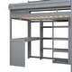 preview thumbnail 4 of 11, Wood Loft Bed with All-in-One Shelves & Wardrobe, Twin, Grey