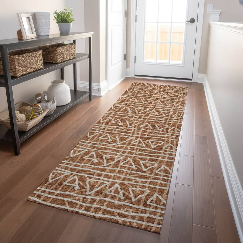 Premium Washable Super Soft Geo Mayfield Rug - Terracotta - 2' 3" x 7' 6" - Runner