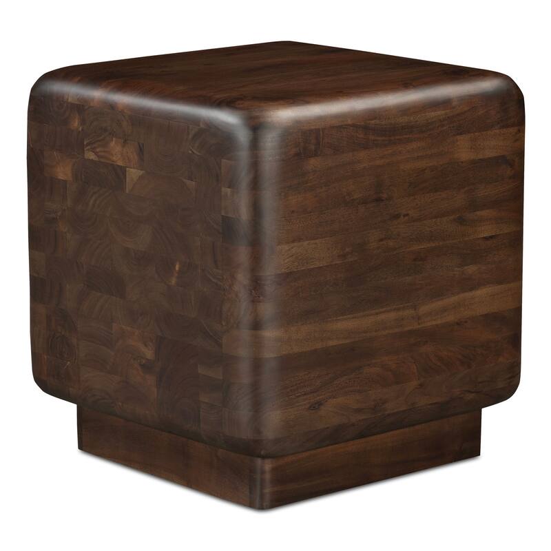 NADAAL STUDIOS Lycia Side Table, Oversized Square Shape in Solid Acacia Wood, Dark Brown