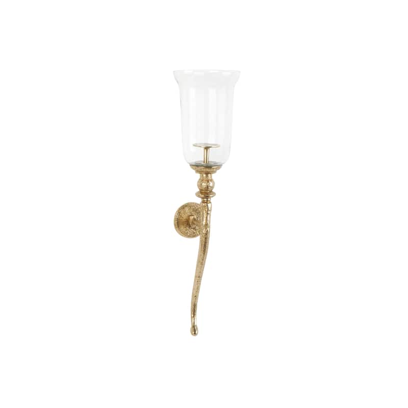 Aluminum Metal Textured Wall Sconce with Curved Shape - Gold - Roche River Decor