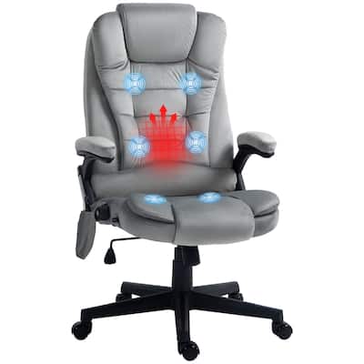6 Point Vibrating Massage Office Chair With Lumbar Heat Gray