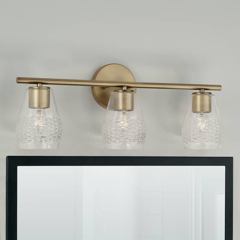 Dena 3-light Bath/ Vanity Fixture w/ Diamond Embossed Glass