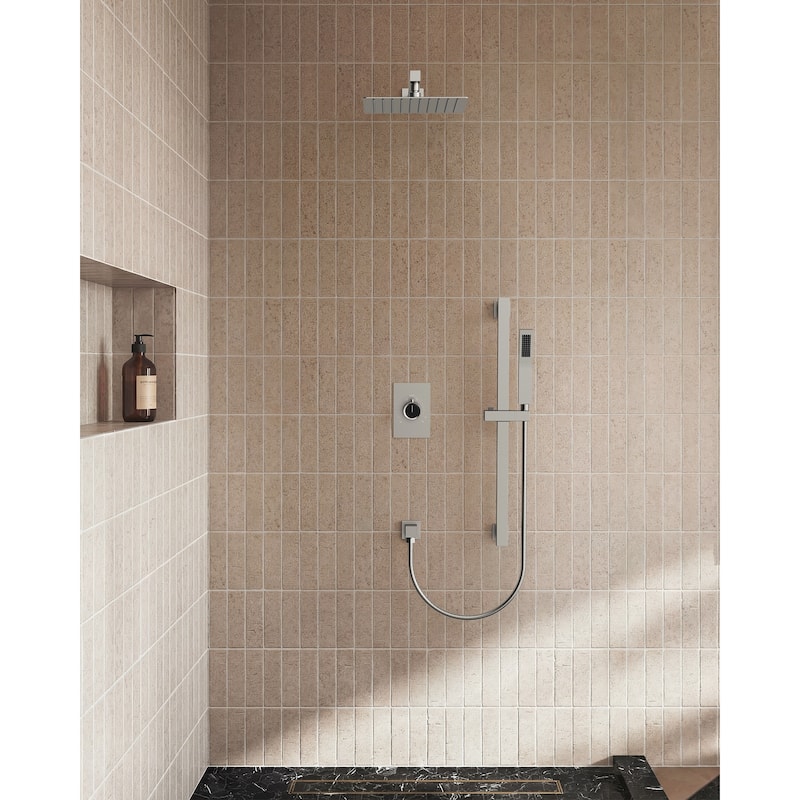 Slide Bar High-Pressure Balancing Shower System 10" Rainfall Shower Head with Handheld Shower