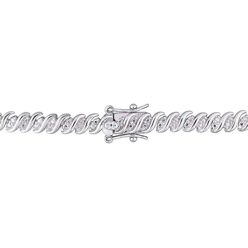 Miadora Sterling Silver 2ct TDW Diamond S-link Tennis Necklace