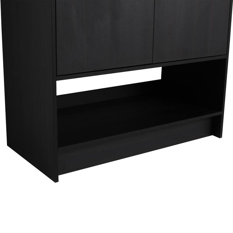 GDFStudio - Lisbon Modern Minimalist Freestanding Bathroom Vanity Cabinet with Soft Close Doors, Open Shelf, Sink NOT INCLUDED