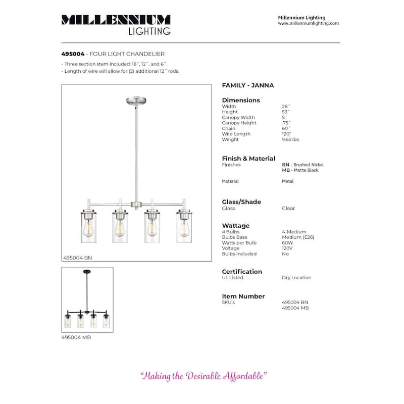 Millennium Lighting Janna Chandelier