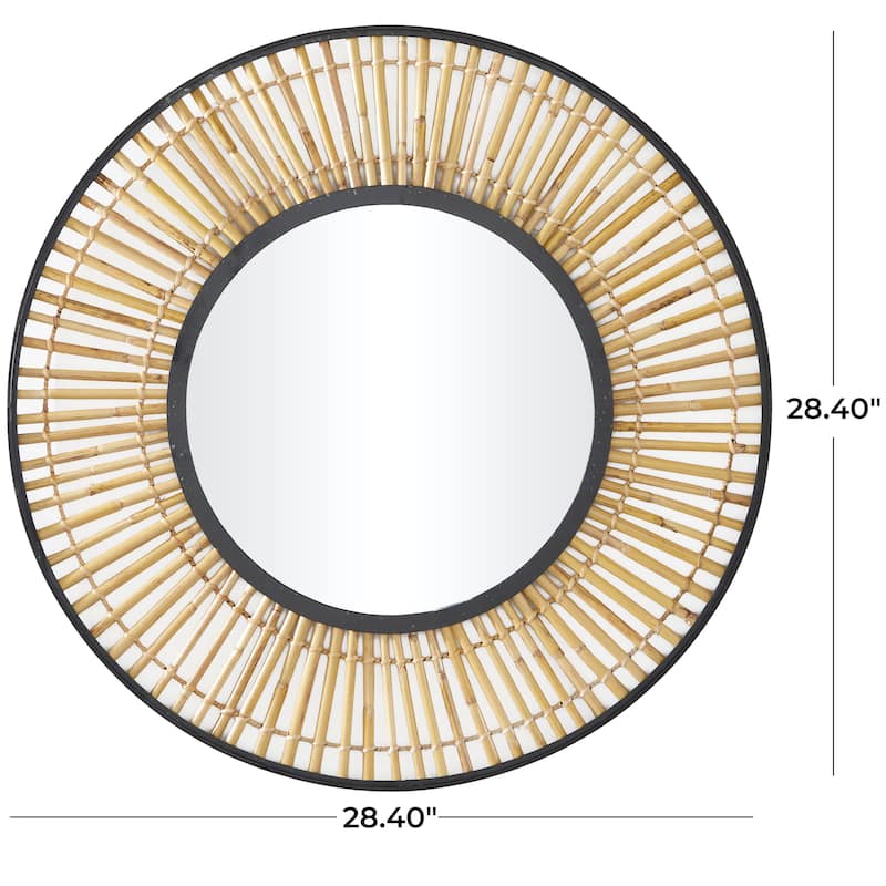 Metal Handmade Woven Wall Mirror - Brown - Roche River Decor