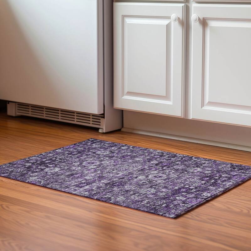 Premium Washable Super Soft Vintage Traditional Mayfield Rug - Purple - 1' 8" x 2' 6" - Rectangle