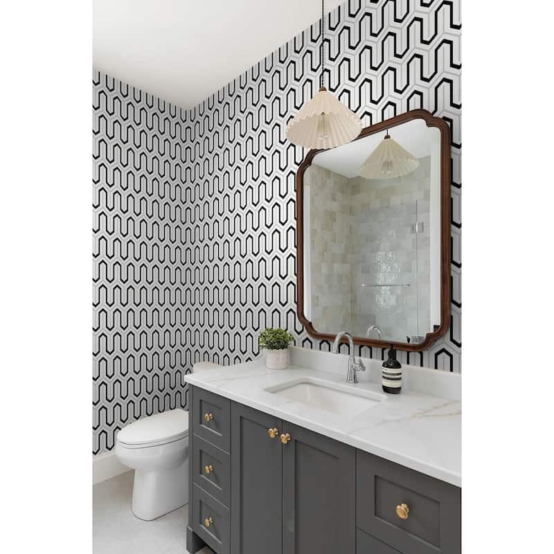 Seabrook Designs Parket Geometric Honeycomb Unpasted Wallpaper
