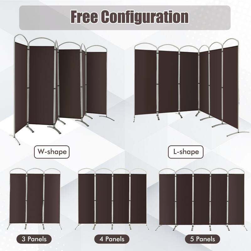 Costway 6 Panels Folding Privacy Screen 6 Ft Tall Fabric Privacy