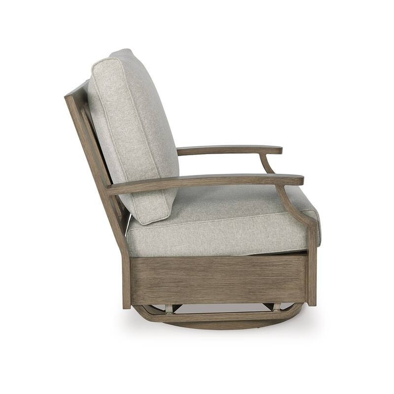 Inaya Outdoor Swivel Glider Chair with Cushion, Brown Coated Metal