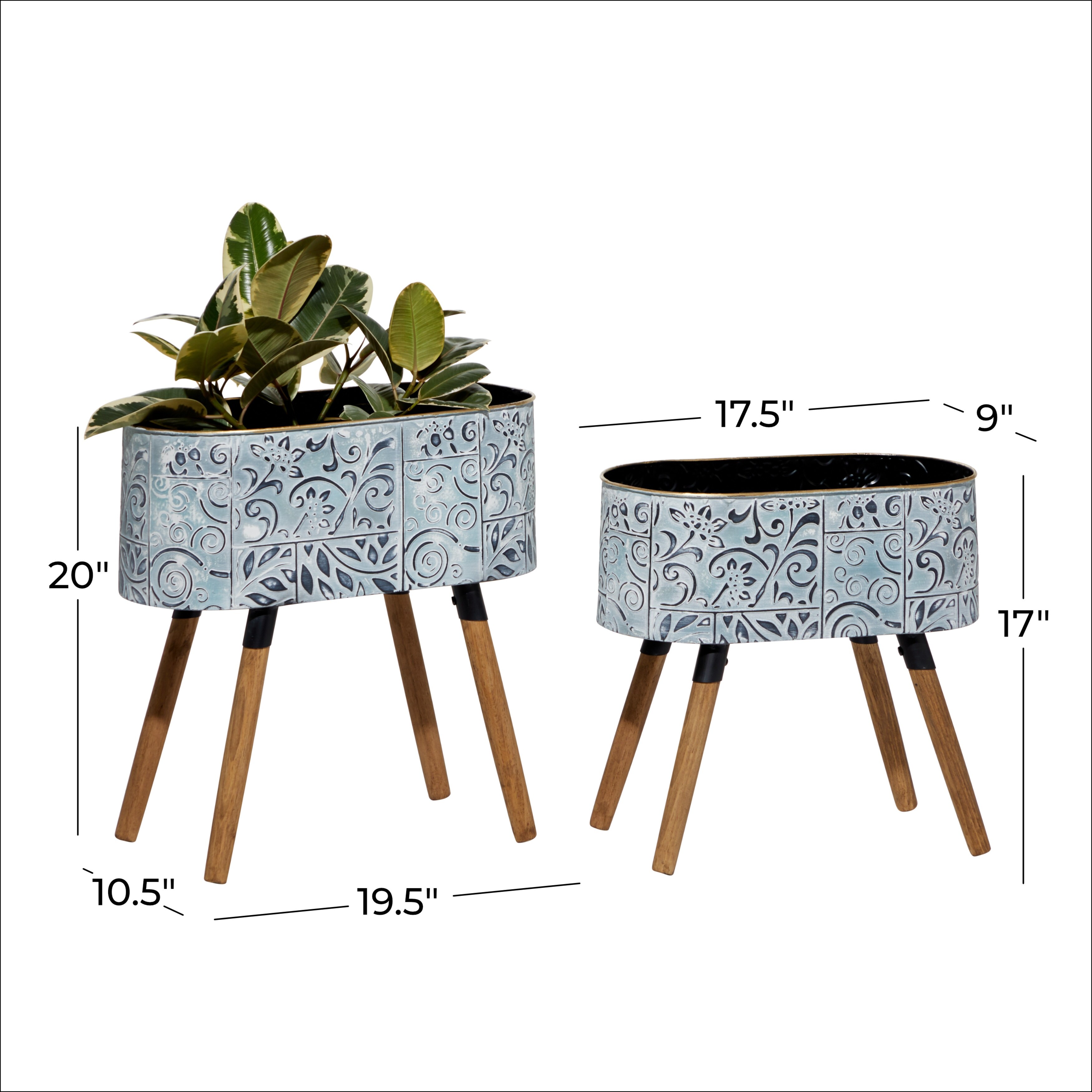Decorative Metal Indoor Planters Set Of 2 17 X 9 X 17 Overstock 32197245
