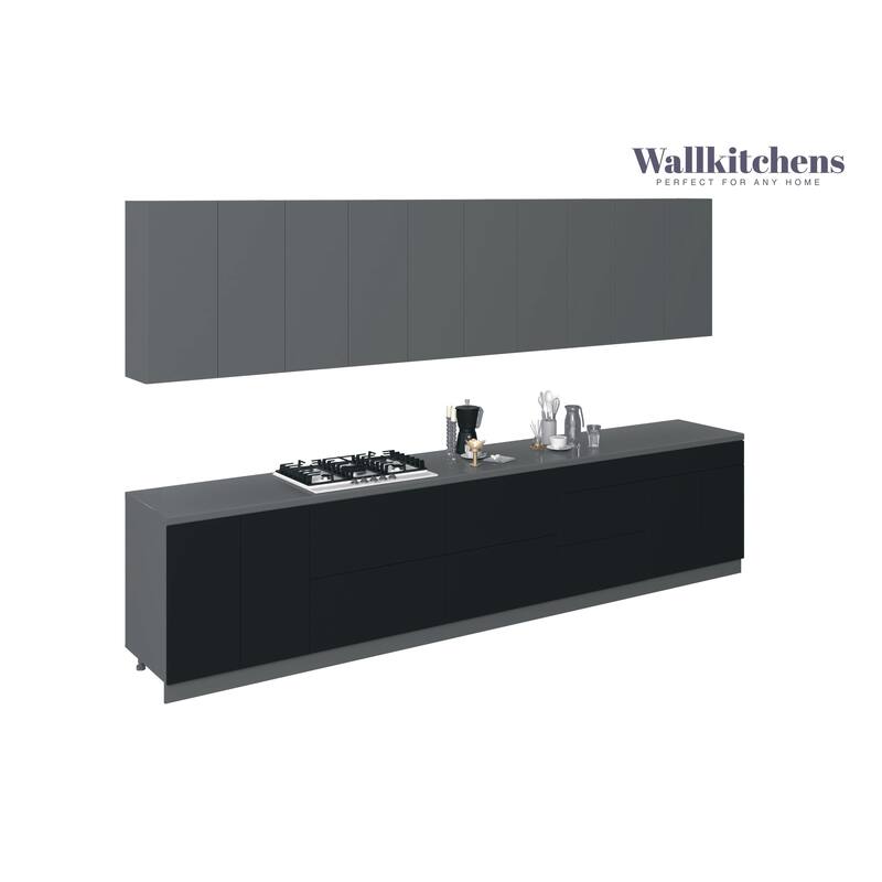 Kitchen Signature Collection Black Color Base Size 13Ft Wide - 153x24 - Silver