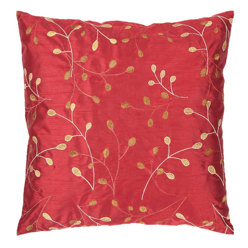 Livabliss Sofiya Modern Floral Bright Red Feather Down or Poly Filled Throw Pillow 22-inch