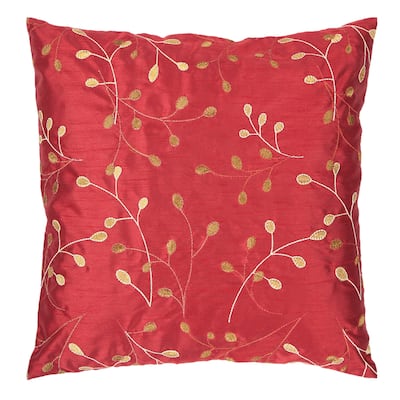 Livabliss Sofiya Modern Floral Bright Red Feather Down or Poly Filled Throw Pillow 22-inch