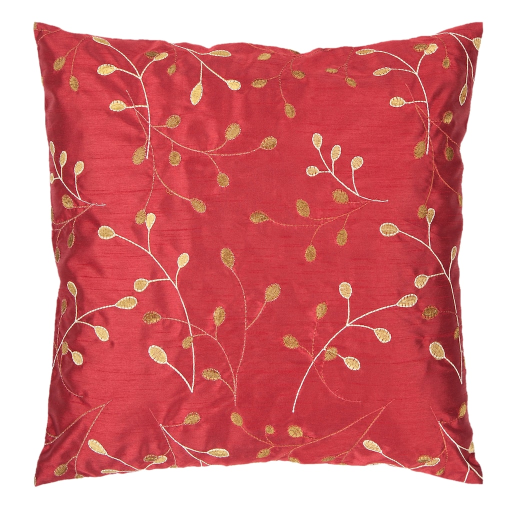 Livabliss Sofiya Modern Floral Bright Red Feather Down or Poly Filled Throw Pillow 22-inch