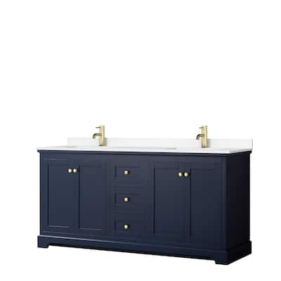Avery 72 Inch Double Vanity, Cultured Marble Top