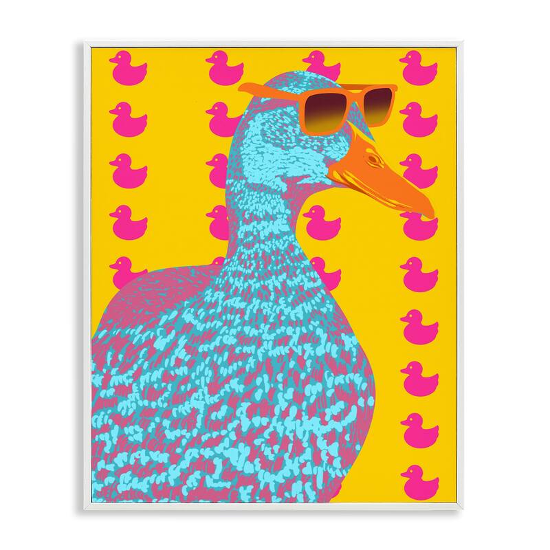 Stupell Quirky Vibrant Goose Framed Giclee Art Design By Marcus Prime - 11 x 14 - White