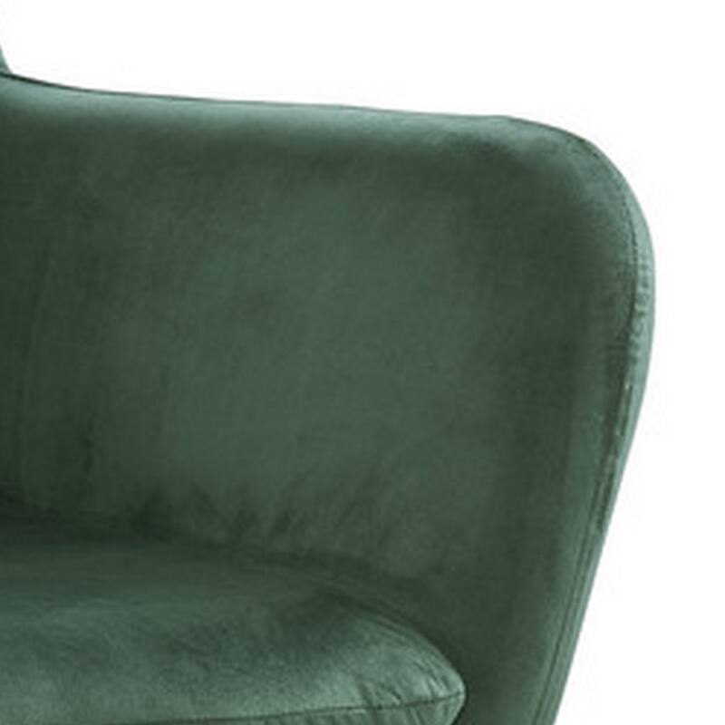 Saul 30 Inch Modern Accent Chair, Padded Seats, Green Velvet