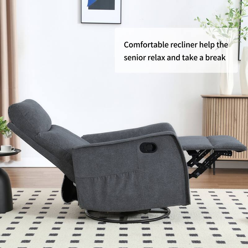 Heat Massage Manual Recliner Chair with 360° Swivel and Rocker Function