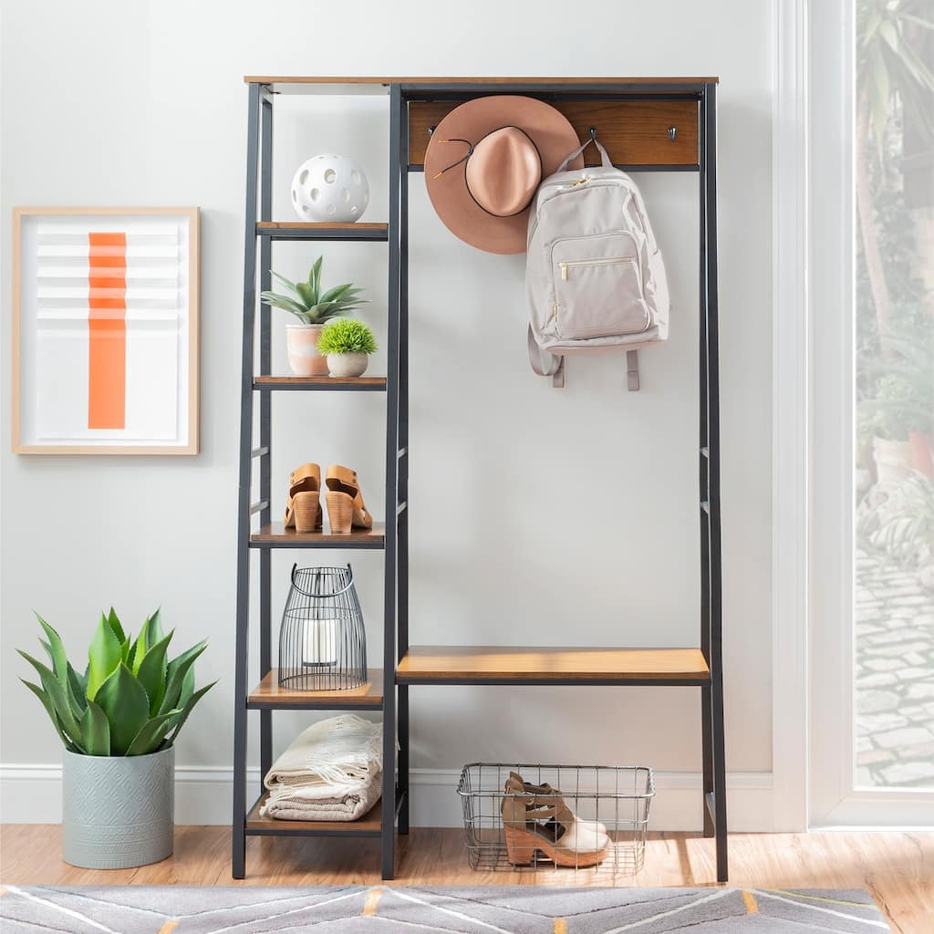 Linon Tara Rustic Hall Tree with Storage