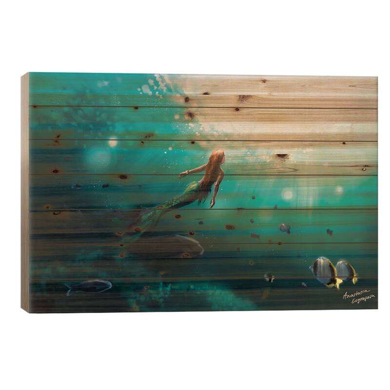 Towards The Light Print On Wood by Anastasia Evgrafova - Multi-Color - 18x26x1.5