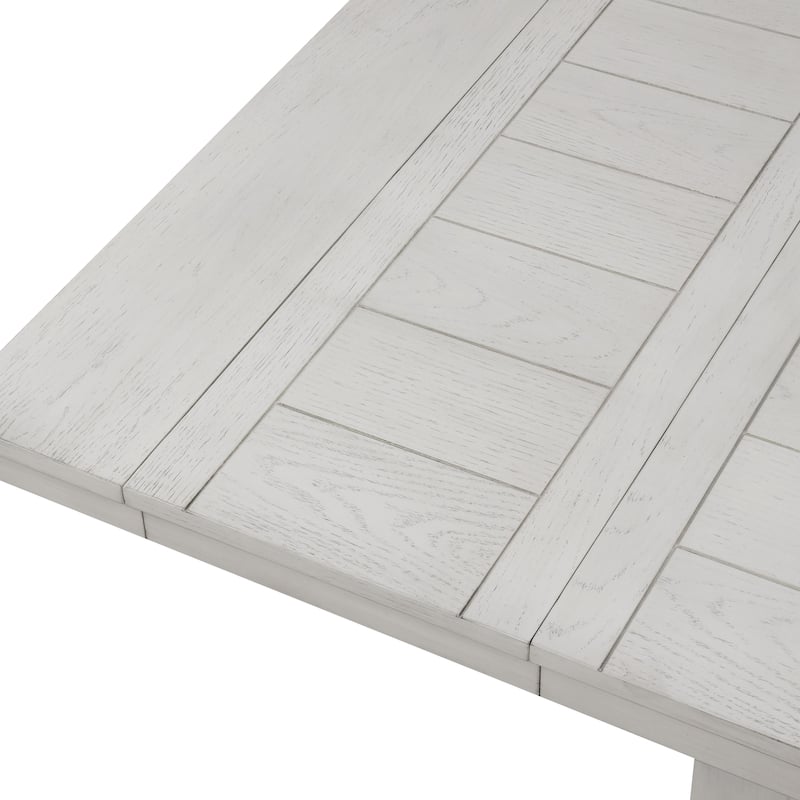 Furniture of America Hesnly Farmhouse Rustic White Oak Wood 84-inch Extendable Dining Table