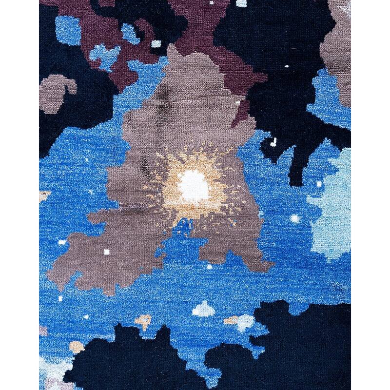 Ikat One-of-a-Kind Hand-Knotted Area Rug, Black - 9' 3" x 12' 2"