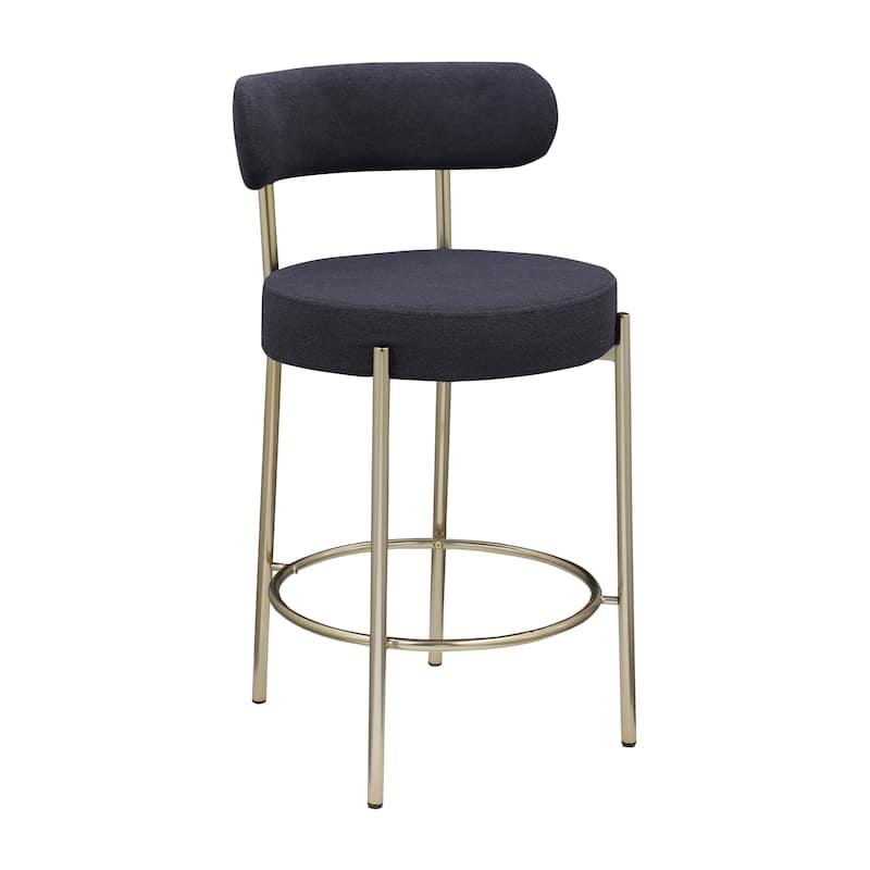 Modern Sherpa Counter Height Stools Set Of 2 - Black+Gold
