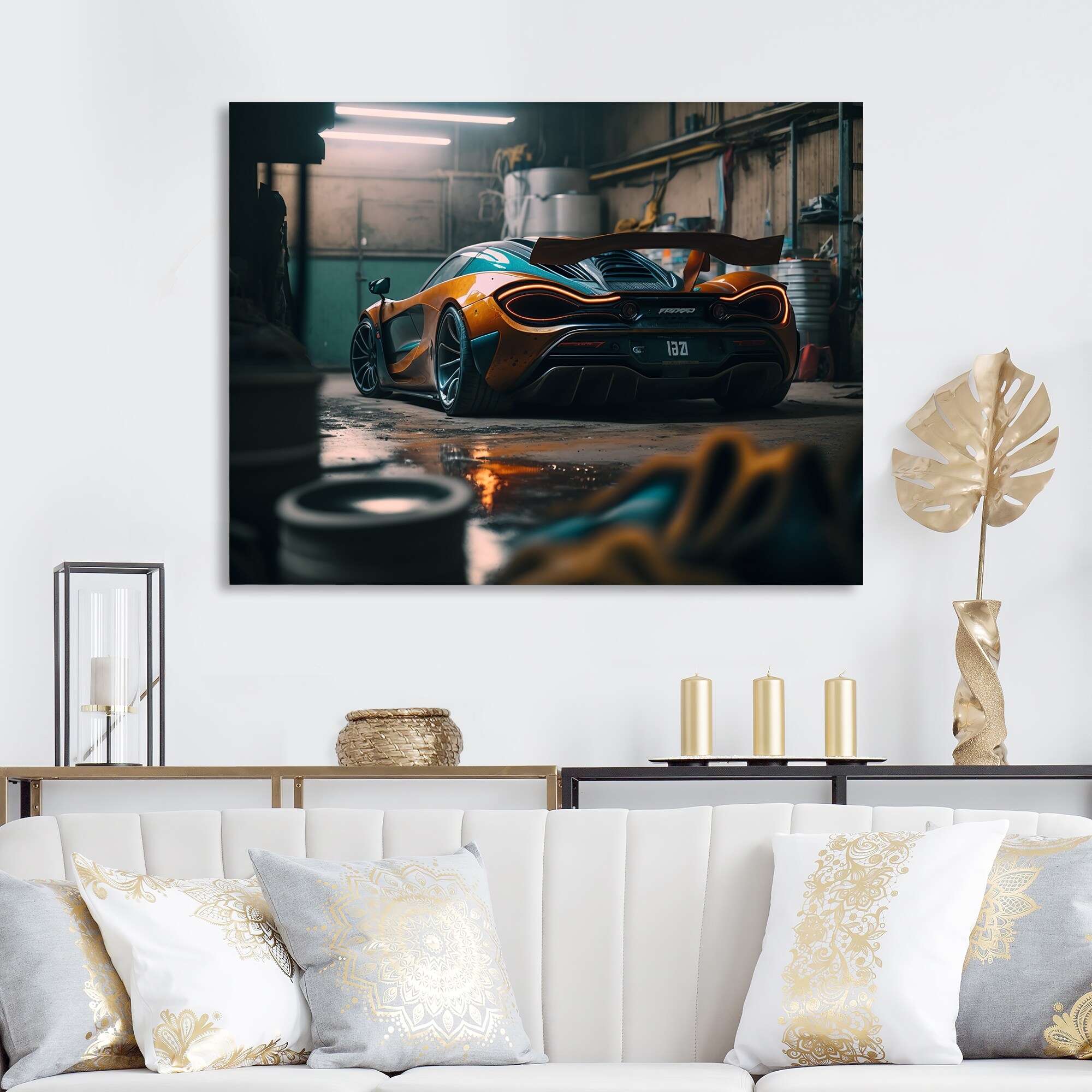 Designart '720 In Underground Garage ' Exotic Car Metal Wall Art