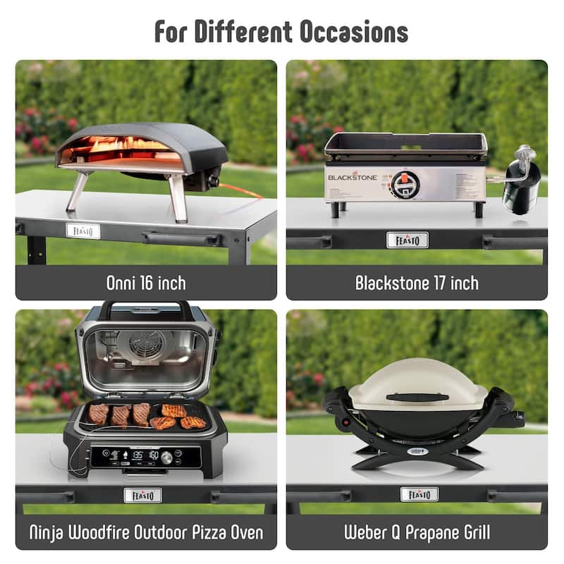 Feasto KT2435A 3-Shelf 304 Stainless Steel Table Food Prep Pizza Oven Table