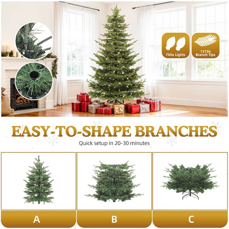 Layered Pre-Lit Fir Christmas Tree with Multi-Mode Lights