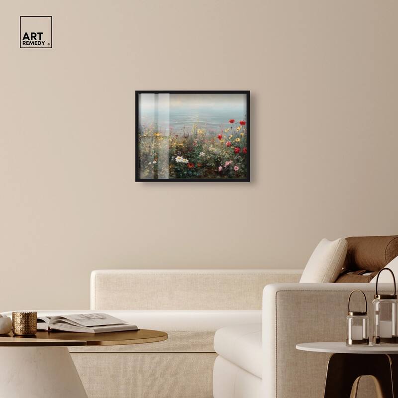 Misty Ocean Field I Shadowbox by Art Remedy