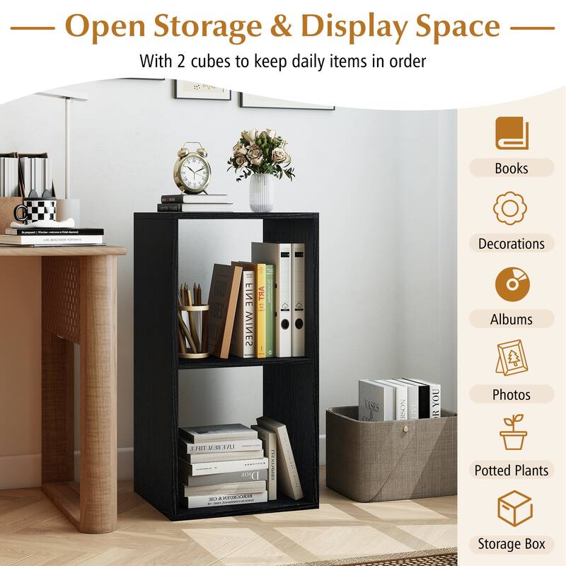 Gymax 2PCS 2-Cube Bookshelf Modern Vertical Bookcase w/ Anti-tipping