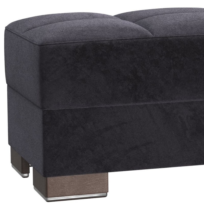 HomeRoots 52" Black and Brown Microfiber Tufted Storage Ottoman