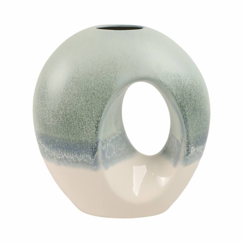 Earthenware Decorative Vase Modern Open Center Handmade Organic Shape