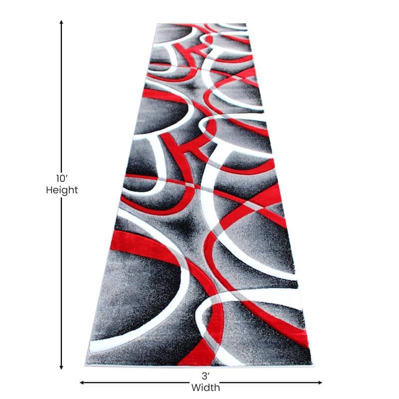 Modern Ribboned Design High-Low Pile Abstract Area Rug
