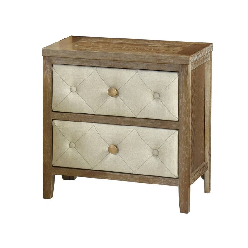Brown/Beige 2 Drawer 16 in. W Nightstand with Sturdy Hardware and Ample Storage