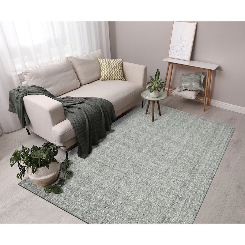 Copper Grove Clare Plaid Hand-Tufted Wool Area Rug - 7'6" x 9'6" - Sea Blue