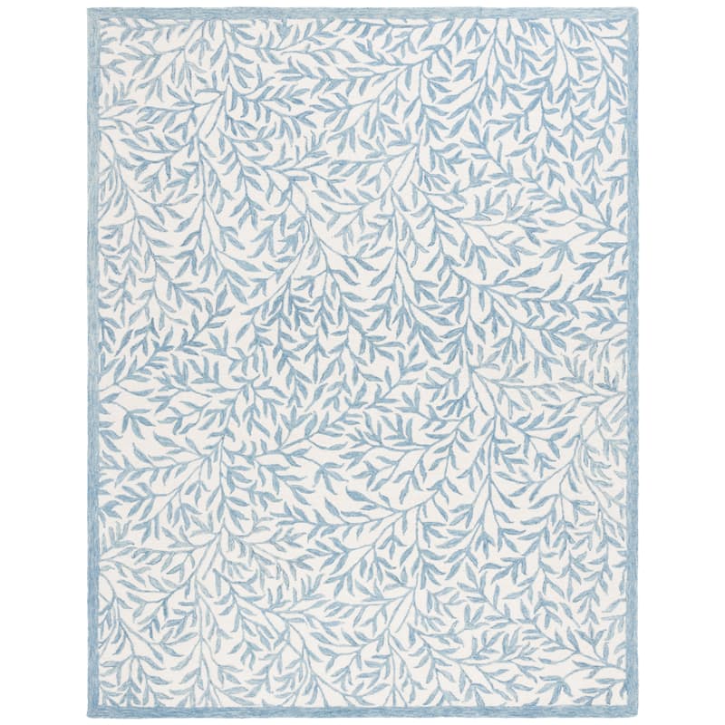 Martha Stewart Handmade Gjurga Contemporary Wool Rug. - 6' Square - Ivory/Blue