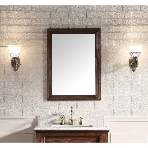 23.6-in W x 31.4-in H Navy Brown Rectangular Bathroom Mirror - Antique Brown