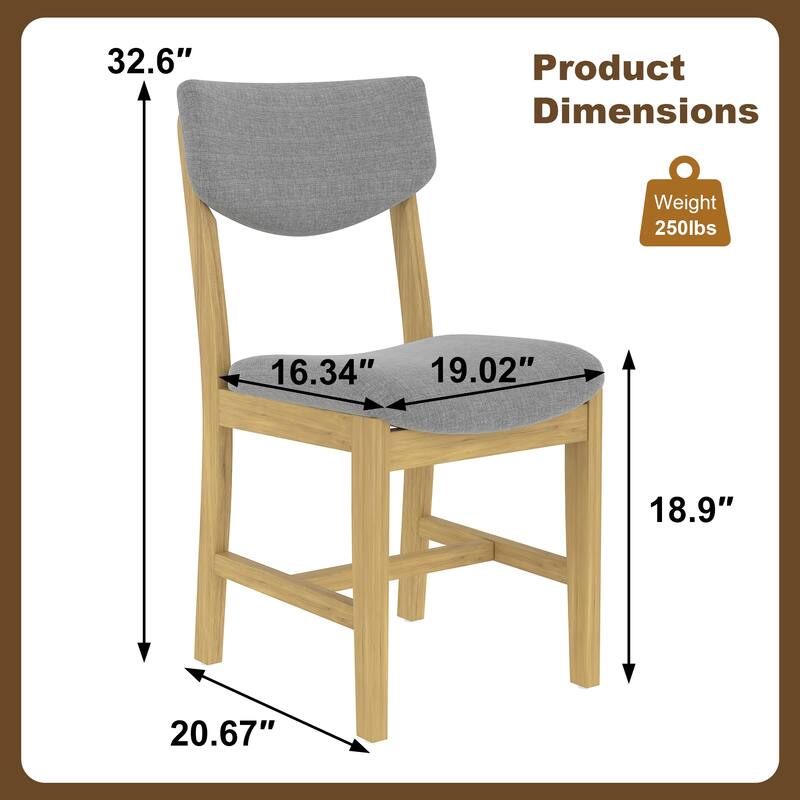 Roomfitters Rustic Farmhouse Dining Chairs Set of 4, Solid Wood Frame Upholstered Side Chairs for Kitchen & Dining Room