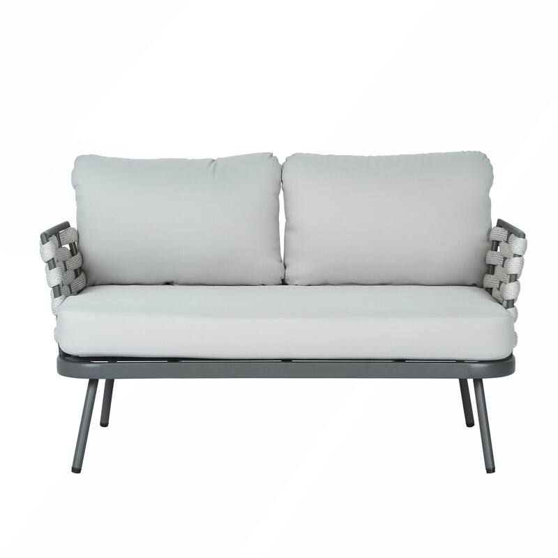 Mariano Steel Loveseat and Table