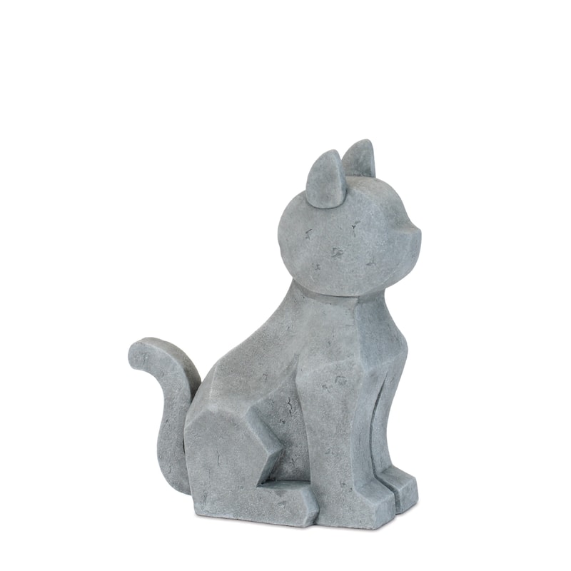 HomeRoots Set of Two Gray Polyresin Cat And Dog Figurines - 8.95 in. x 14.15 in. x 4.05 in.