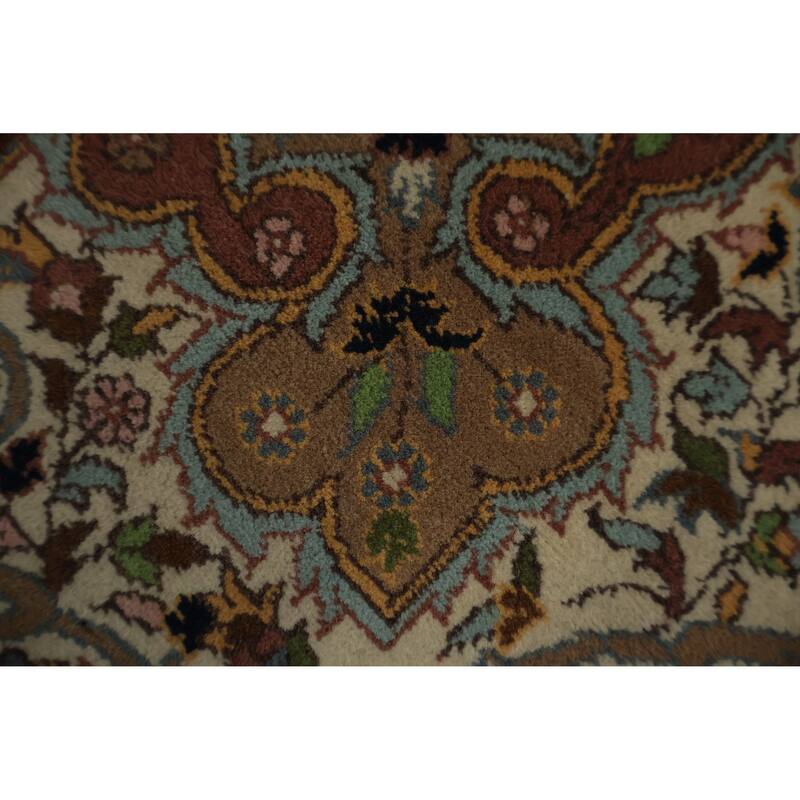 Hand Knotted Oriental 100% Wool Carpet Traditional Floral Beige & Ivories Qum Area Rug - 5' 9'' X 3' 2''