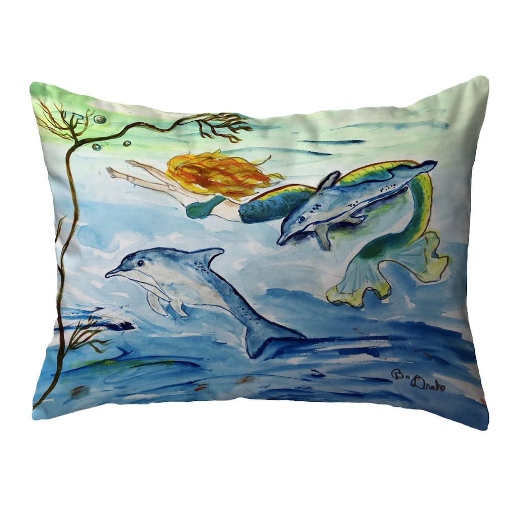 Mermaid and Dolphins Noncorded Pillow
